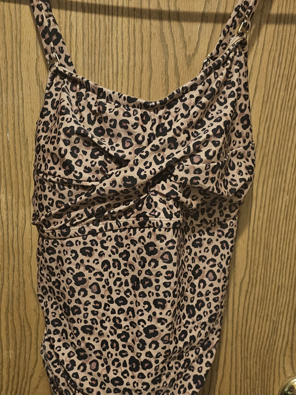 Leopard Print One-Piece Swimsuit - Pink/Tan